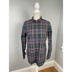J Crew Button-Up Shirt Size 6 Signature Green/Pink Tartan Plaid Womens